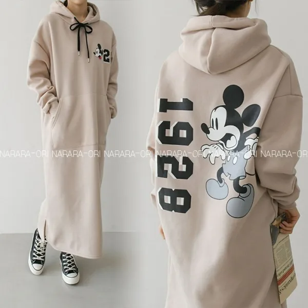 디즈니 미키 후드 롱 원피스 메이드인 코리아 2컬러