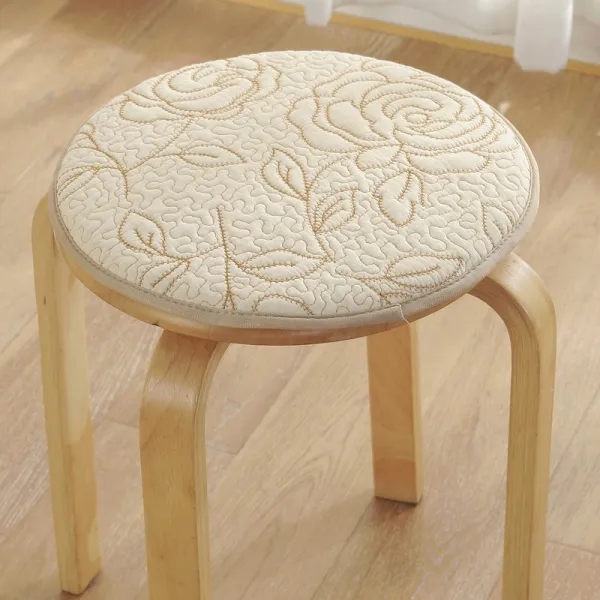 기능성방석 여름시즌 원형 패브릭아트 스펀지 의자매트 C02 원형 스펀지 들장미 의자매트 미색