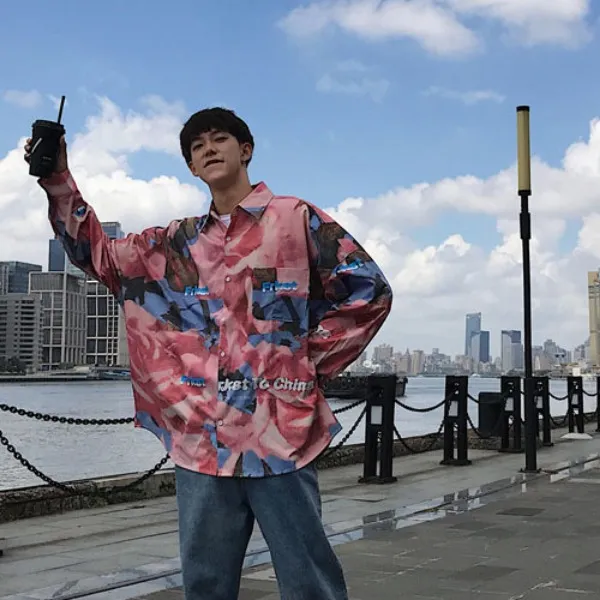 가바바 남성 긴팔 셔츠 FRKEST 복합적 컬러 포인트 루즈핏 긴팔 셔츠 G38657