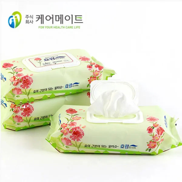 케어메이트 효랑 특대형 물티슈 캡형60매 간병 간호 빅사이즈 엠보싱
