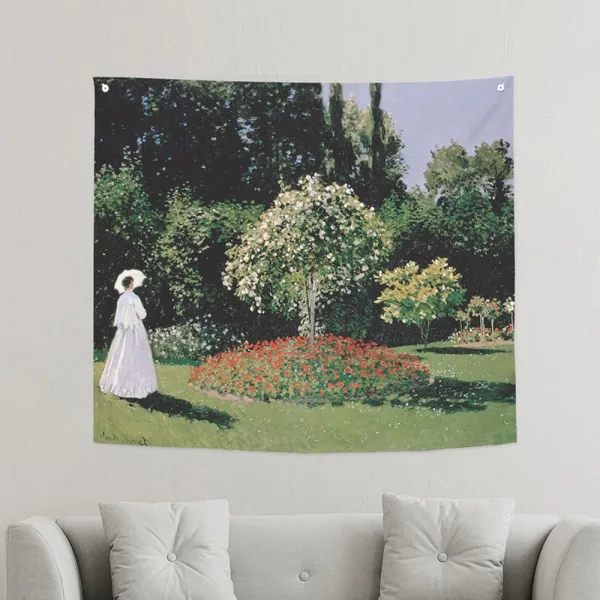 상상후 명화 고흐 클림트 모네 마티스 그림 패브릭포스터 150x130 모음, 14.모네_정원안에있는여자