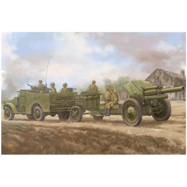 호비보스 1/35 파이팅 빅 르 시리즈 미군 M3A1 스카우트 자동차 with M-30 122mm 곡사포 프라 모델 84537