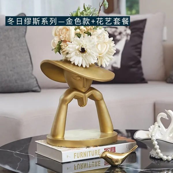 북유럽 창의 모던 라이트 사치 예술 소품 캐릭터 술장 현관 공예품 홈 Tv장 장식품 윈터 뮤즈 시리즈 골드 타입 꽃술 패