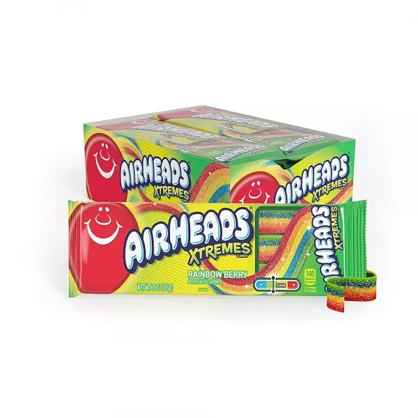 Airheads Xtremes Candy Rainbow Berry 달콤새콤 익스트림캔디 레인보우베리 12팩 입덧 오트밀 눈깔 금연 사탕 임산부간식 캔디 1set