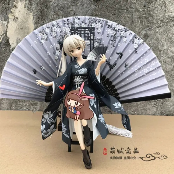 기모 노 치 파오 둥 근 여동생 이 직접 하 는 춘 일 야 궁 핸드 메 이 크 업 박스 피 규 어 소품 애니메이션 미 소녀 생일 선물 여자친 구 창의 홈 선물 친구 애인 과 바람 둥 이 검은색 부채질 