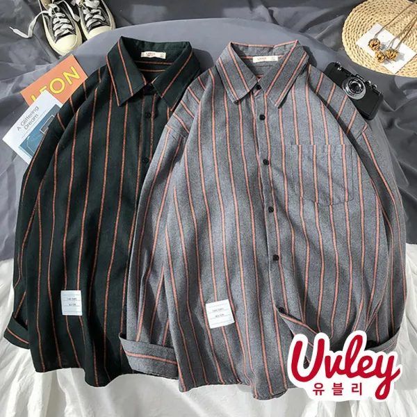 유블리 남성 스트라이프 셔츠 남방 ~3xl 스타일리쉬한 남친룩 데일리룩 캠퍼스룩 Uv216190wd 