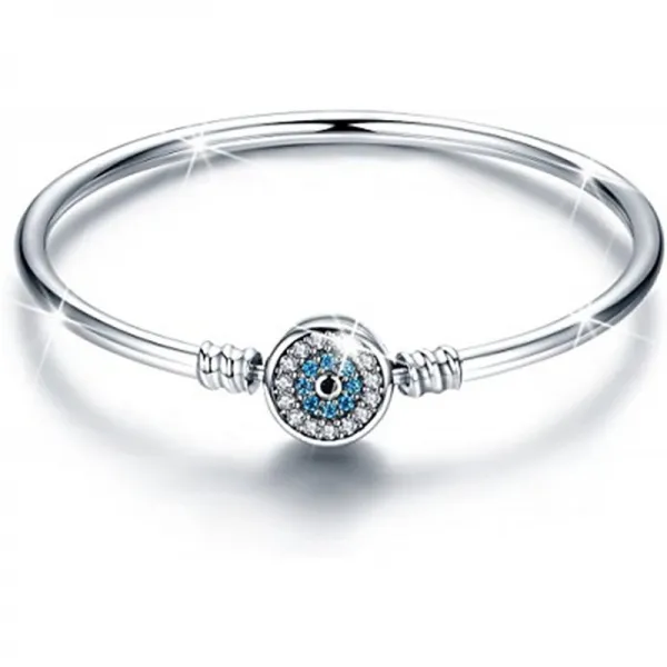 Bamoer 925 스털링 실버 이블 아이 큐빅 지르코니아 하사 뱅글 스네이크 팔찌