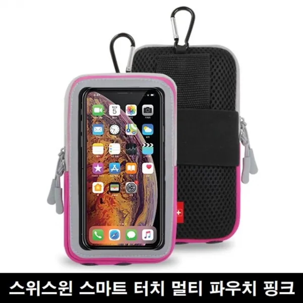 행복쇼핑_ emfla1207 스마트폰미니백 아웃도어 여행용 등산용 스마트 터치 멀티 파우치 W3C132B, 1, 핑크
