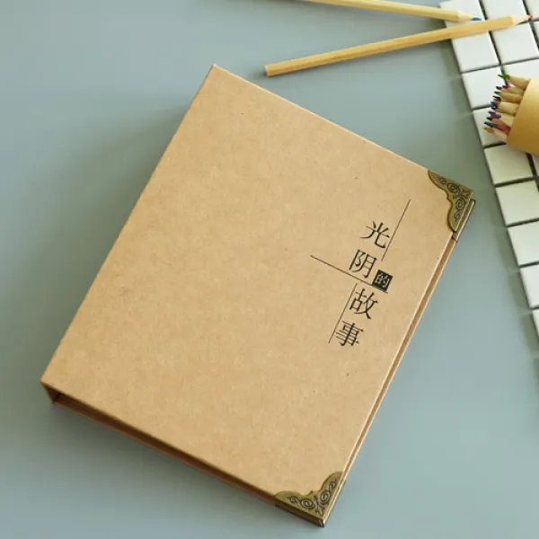 루시드 접착식포토앨범 복고풍 커플 포토노트 DIY 핸드메이드 크라프트지 책자 생일 선물 사진첩, 30 장 화이트 카드, 내부고리 광음 의 이야기 diy 경조