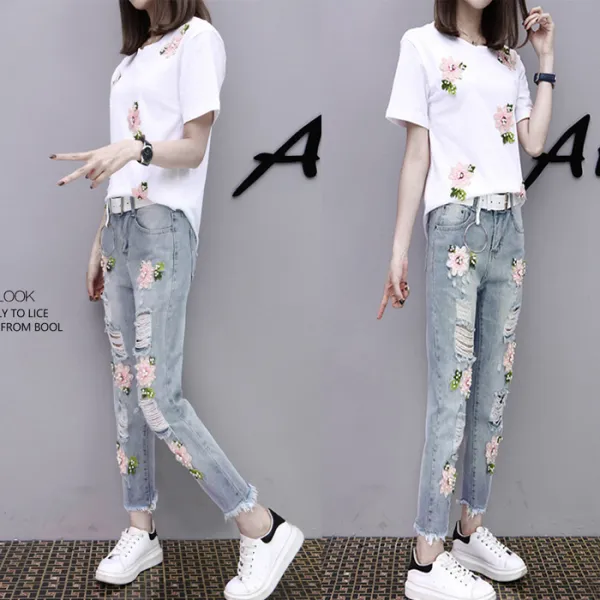 A0139색시 여성반팔 청바지세트