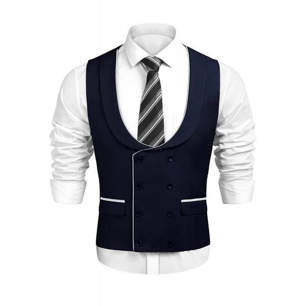 JINIDU 남성의 더블 브레스트 클래식 정장 조끼 슬림핏 Casual 신사 비즈니스 정장 웨딩 드레스 양복 조끼