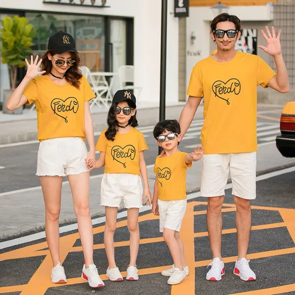 행복한부부 친자복 가족복 2019여름 일가족 3인 4인 레포츠 반팔 티셔츠 2장 황색남보 130