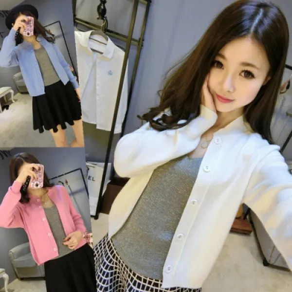 [해외]여성상의 > 니트/스웨터/가디건 여성 상의 / 캐주얼의류 The new short section of small fragrant wind Ms. cashmere cardigan female thin secti