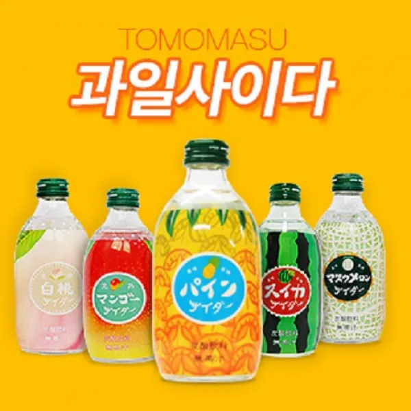 토모마스 [유통기한임박 21년1월4일]토모마스 과일사이다 3종(백도 수박 망고) 혼합 300ml 12개