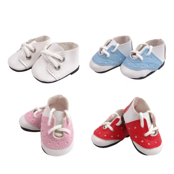 Stk 4pairs 14.5 ''mellchan 장난감 Accs를위한 아기 인형 편평한 운동화 화포 단화 1cm