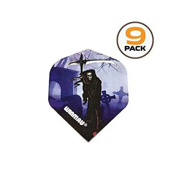 예술 어택 9 팩 Winmau 메가 죽음의 신 죽음 스켈레톤 크로우 고스 75 개 마이크론 강한 다트 항공편 99999, One Color