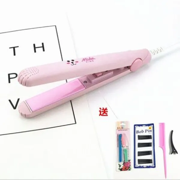 바잉바잉 미니 링트위아노급 투웨이 갑판 안 단추 머리상하지 않는 에어 앞머리헤어롤 몽둥이질을 함 소형 전기판 헤어고데기, 핑크 래빗 1을 사다 넷을 보내다