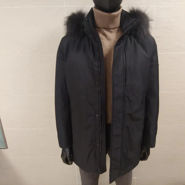 인디안 트레몰로 세정 남자 겨울 천연모피후두 너구리 패딩 덕 다운