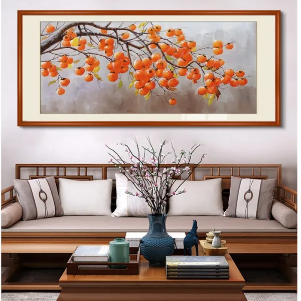 재물복이 들어오는 감나무 보석십자수 과일 풍수 DIY 키트, 100X50CM