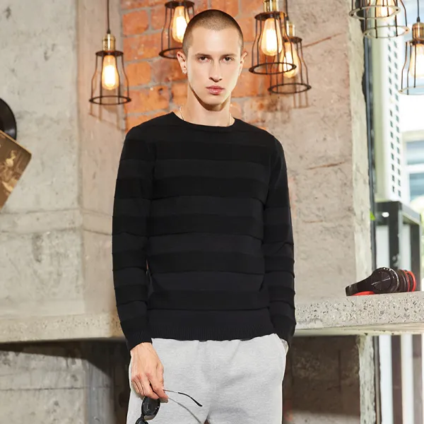  에이아이쇼퍼 남성 라운드 줄무늬 니트 스웨터 57 558486488417_aishop