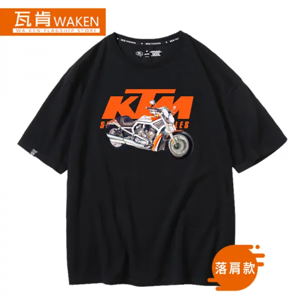 Ktm 모터사이클 동호인 반팔 티 순면 오토바이 라이더 트랙 티셔츠 블랙 2