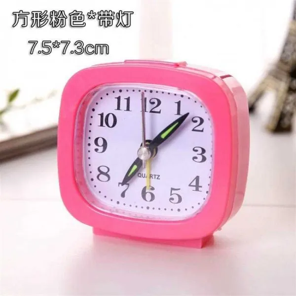 늦잠 자지 C벽 제시계 알람시계 소음방지 거실 나이트조명 침대머리 심플 종의헌 작고깜찍 스퀘어 등 포함 핑크 P24j66