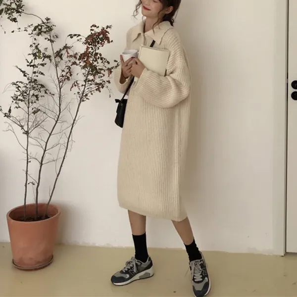 ERE 가을 니트 원피스 롱 날씬해 보이는 치마 EO