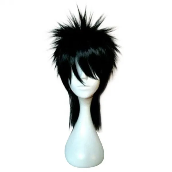 HAIRJOY 남성 가발 계층화 된 곱슬 머리 중간 길이 고온 섬유 합성 남자 코스프레 가발 7 색상을 사용할 수, 01 18 inches, 02 1B