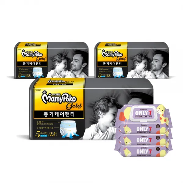 마미포코 골드 통기케어 팬티 기저귀 특대형 남아 32매x3팩+온리7물티슈70매x3팩