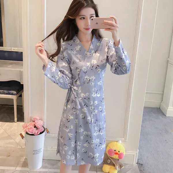 DIPYLON 여성 유카타 잠옷 가운녀 봄 목욕가운 스커트 춘추 프레시 중장기 일본식 기모