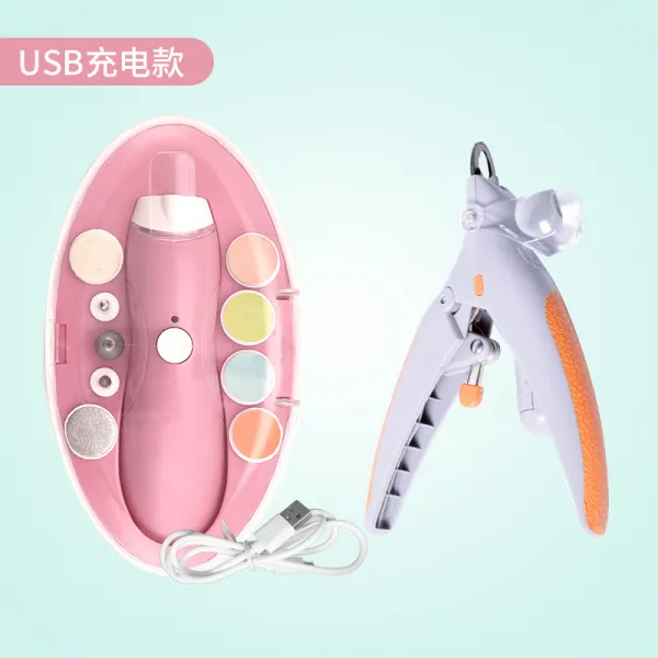 펫 전동 맷집게 고양이 손톱깎이 강아지 충전 led 밴드 램프 신기, 유에스비 충전 타입 핑크 led손톱