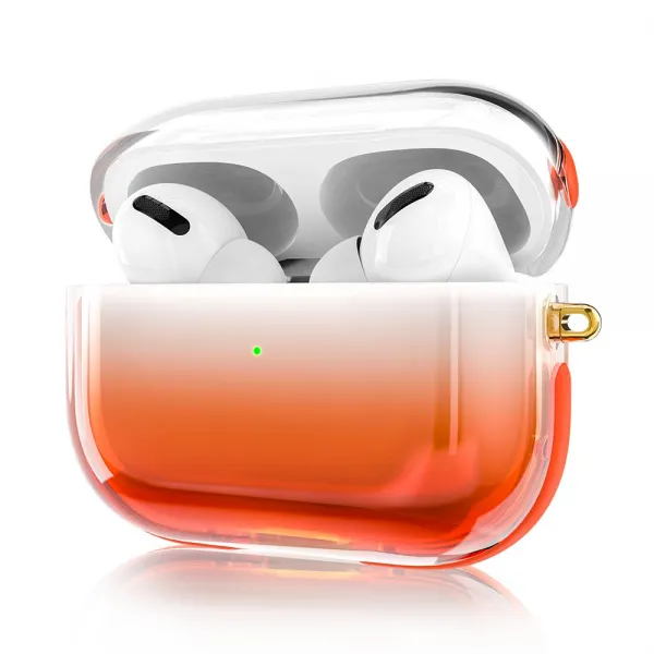 이어폰솜 kingxbar시리즈 투명한 점차변화 AirPodspro사과 3대 무선블루투스 보호 이어폰케이스, 기본, T01-복권이 나오다 점차변화 귤 Airpods Pro