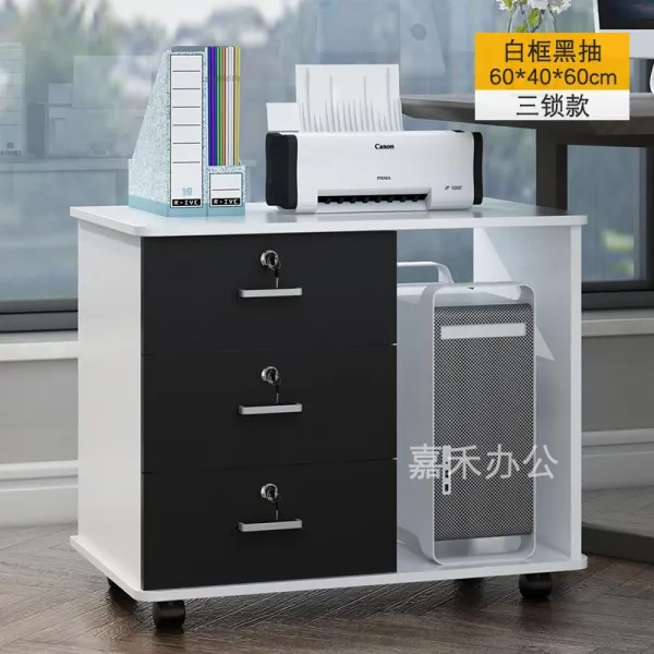 PC받침대 데스크탑컴퓨터 본체 거치대 원목 심플 받침대 롤러 선반, T20-A1테두리 까막까치 3자물쇠