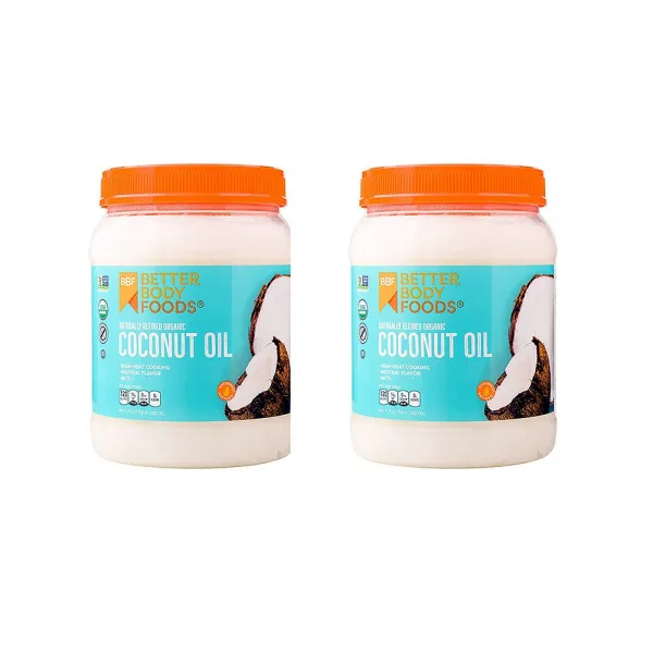 BetterBody Foods 중립적인 맛과 향기를 가진 자연유래 천연 정제 코코넛 오일 1.6L (56 oz), 2팩
