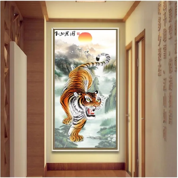 십자수 응접실이 있다 세로판 산을 내려가다 호랑이 도모함 맹호도 밝은 해가 동쪽에서 떠오르다 스트릿 1980856152, 큐브 원추 110 *210 만추 전