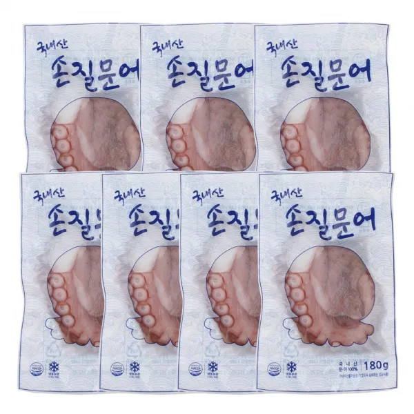 새우몰 국산 손질문어 7팩 총 1.26kg (1팩 180g) 남해안 돌문어다리