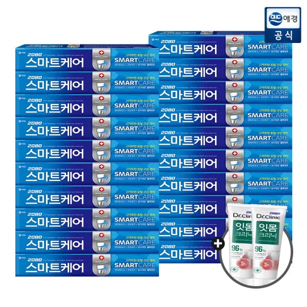 [애경] 2080 스마트케어 치약 190g x 20개+치약 50g 2개, 상세 설명 참조, 직접입력1:스마트케어치약 190gx20개