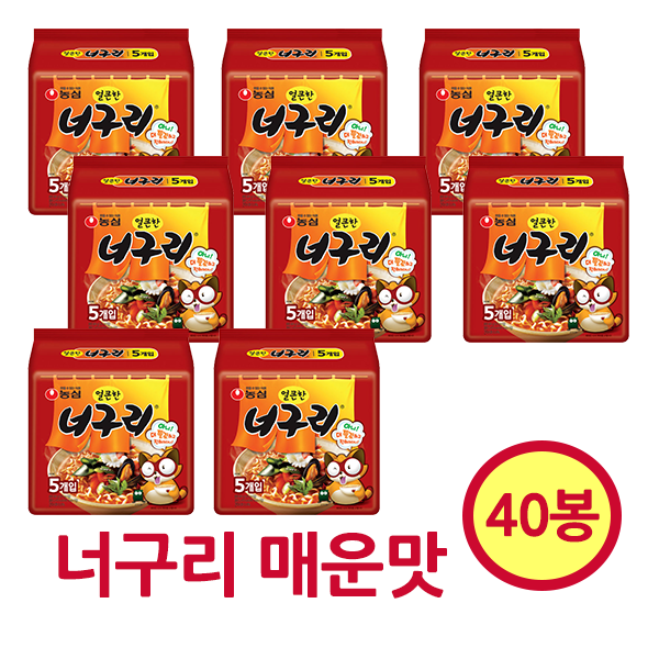 [한정수량 긴급입고] 너구리 매운맛 40봉(1박스) 선착순 예약판매 인당 1박스 구매제한(다음주 출고), 40개입