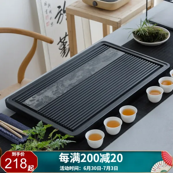 석공 동 풍 영상 물 천연 우금 석차 판 다기 세트 (다 사이즈) 크기 배수차 대 다 해 흑 금 돌 다기 판 가정용 트 레이 기수 현 가 (광 내 면) 50 * 30 * 3cm