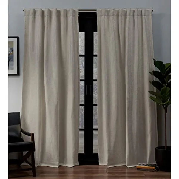 EOM 독점적 인 홈 커튼 Lancaster Basket weave Woven Blackout Hidden Ta [52x84- Natural] - E075707N36S4FX7, 52x84- Natural