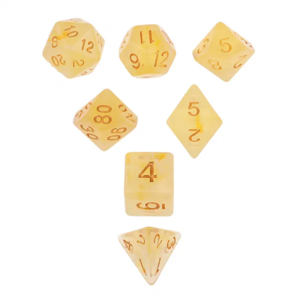 STK7pcs 보석 아크릴 다방면 주사위 다면체 주사위 d \u0026 d trpg 게임, 노랑