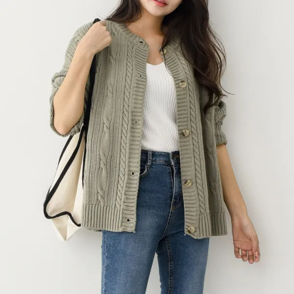 뉴다비치 럭셔리 국산 가을 여성 라운드넥 니트 가디건~기본핏 정장핏 오피스룩 캐쥬얼