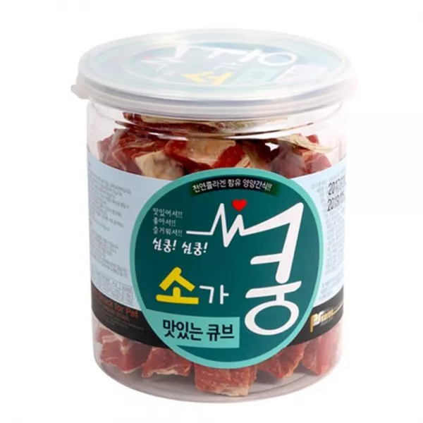 애견 간식 소고기 큐브 콜라겐함유 소화 본능충족 기호성 펫용품, 1개