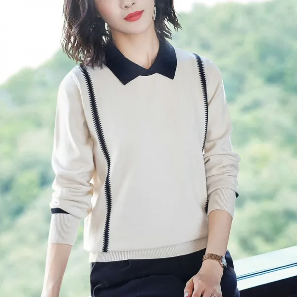 독블레스유 Dogblessyou 톱 플랫카라 여성 이너티셔츠 초 가을 얇은니트 숏 타입 경숙 상의