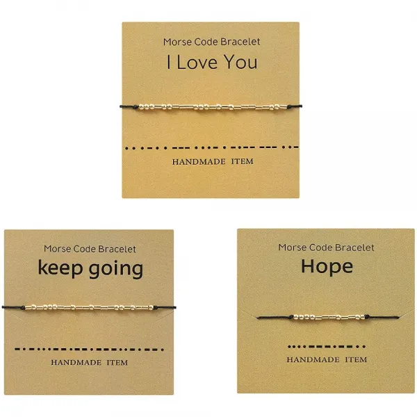 Kaki 여성 커플 3 Pc를 모스 코드 팔찌 핑키 Pomise 거리 매칭 비밀 메시지 팔찌 수제 비드 조절 문 A Hope