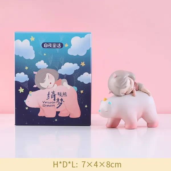 인물피규어 백야 동화 lite상록 판다 장군 테이블면 차량용장식소품 예술 피큐어 생일선물, T23-따뜻한 곰 아름다운꿈속 lite-체리블라썸