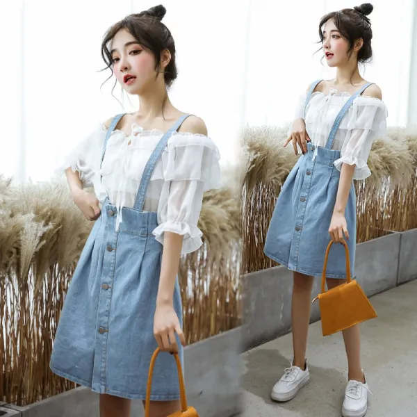 비밀의성 청바지 신상품 학생 스트릿 심플 유행 스타일