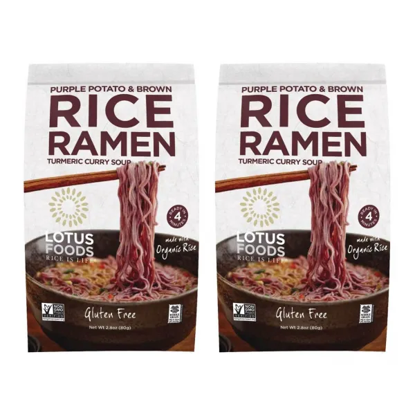 로투스푸즈 라이스 라멘 터메릭 커리 수프 퍼플 포테이토 & 브라운 80g, 2개
