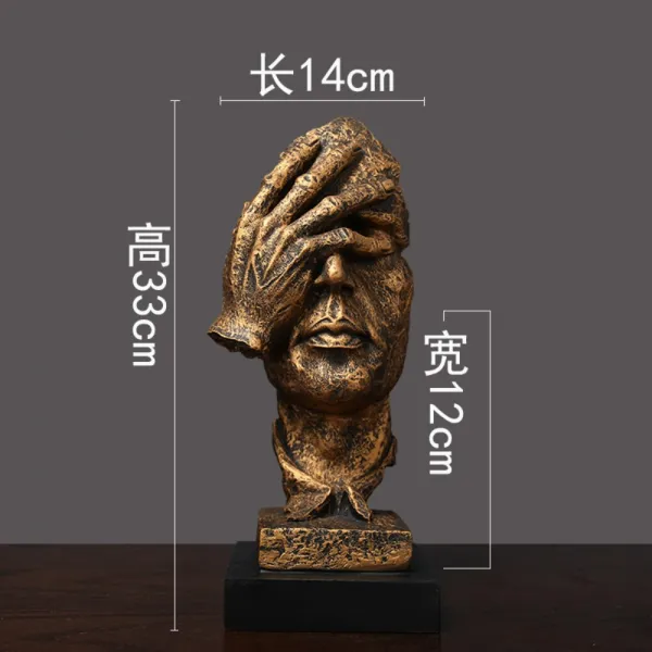 북유럽 모던 추상적 마스크 동물 오브제 예술 공예품 장식 인테리어, 금으로 눈을 멀게