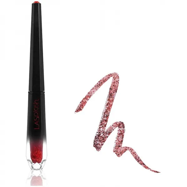 LASplash Cosmetics 글리터 & 글로우 번짐 방지 악순환 리퀴드 아이 라이너 (레드 글리터-반혈), 단일상품
